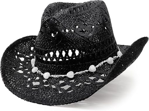 Black Straw Cowboy Hat EA20