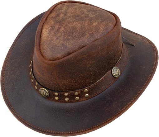 Brown Leather Cowboy Hat EA30