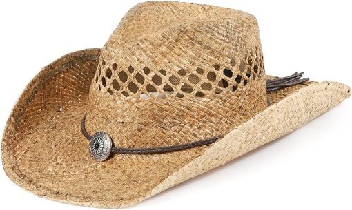 Decoration Band Straw Cowboy Hat EA46