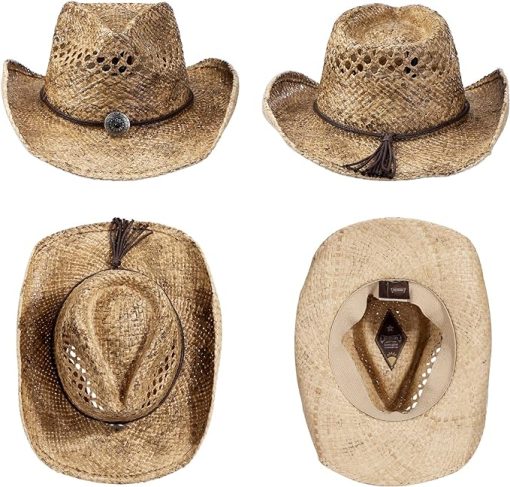 Decoration Band Straw Cowboy Hat EA46 - Image 2