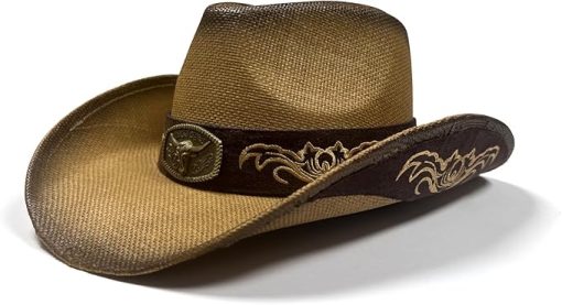 Embroidered Straw Cowboy Hat EA37