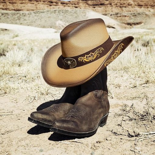 Embroidered Straw Cowboy Hat EA37 - Image 2