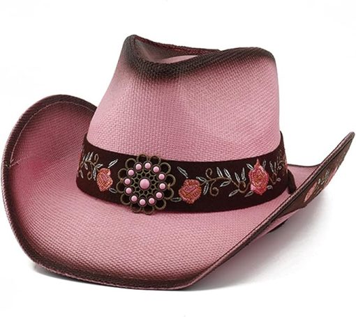 Fashion  Embroidered Straw Western Hat EA41