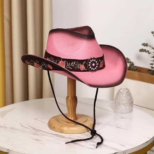Fashion  Embroidered Straw Western Hat EA41 - Image 2