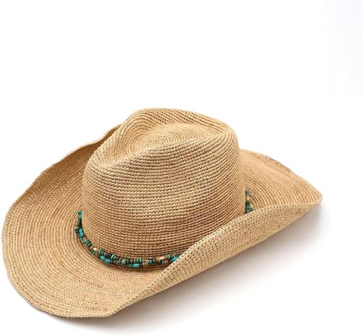 Raffia Straw Cowboy Hat EA43 - Image 2