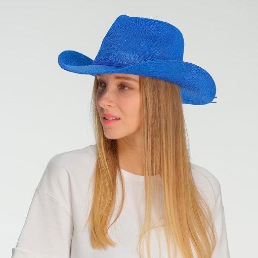 Royal Blue Cowgirl Hat EA9 - Image 2