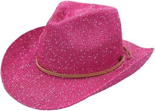 Sparkly Pink Cowgirl Hat EA8