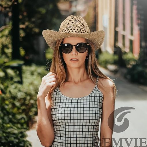 Turquoise Straw Cowboy Hat EA24 - Image 2