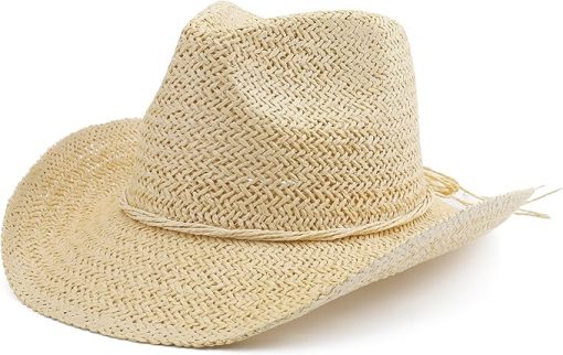 Women Short Brim Western Cowgirl Hat EA11