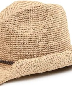 Women's Crocheted Raffia Cowboy Hat EA42