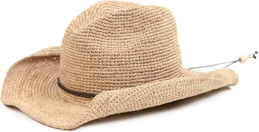 Women's Crocheted Raffia Cowboy Hat EA42