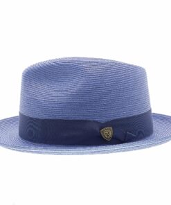 Classic Blue Straw Fedora Hat