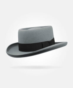 Classic Charm Pork Pie Fur Felt Hat in Grey