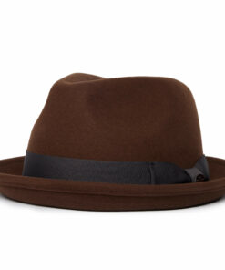 Classic Pork Pie Fedora Hat-Brown