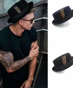 Classic Pork Pie Fedora with Feather Band