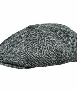 Eight Piece Herringbone Wool Newsboy Cap-Mint Green