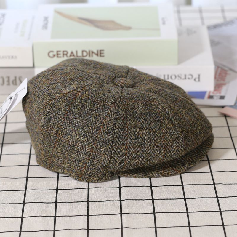 Elegant Tweed Wool Newsboy Cap - Image 10