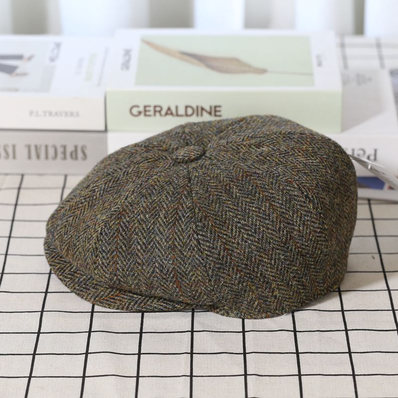 Elegant Tweed Wool Newsboy Cap - Image 8