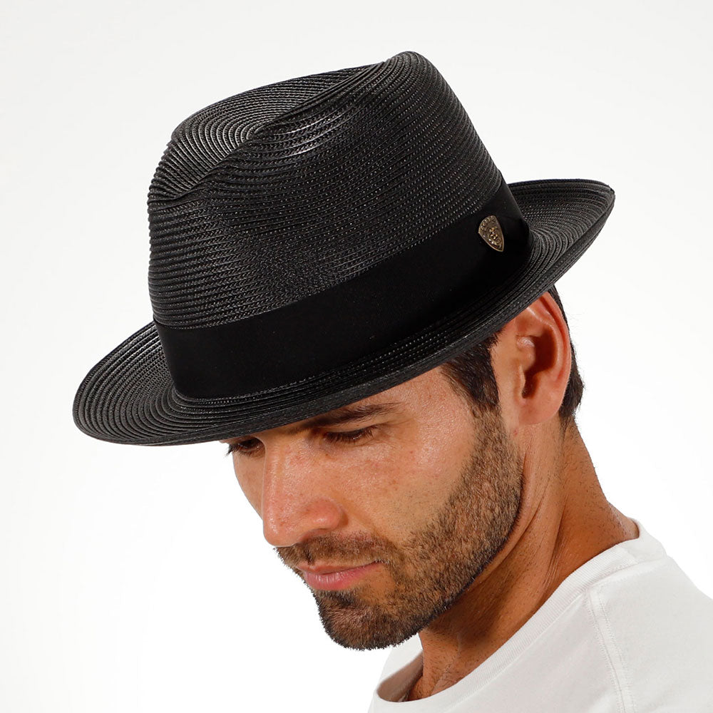 Navy Blue Straw Fedora Hat - Image 20