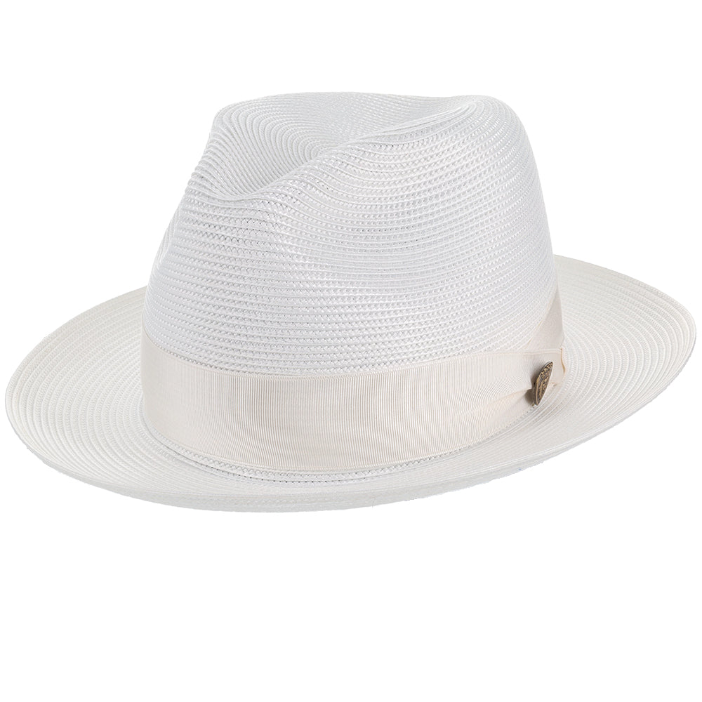 Navy Blue Straw Fedora Hat - Image 17