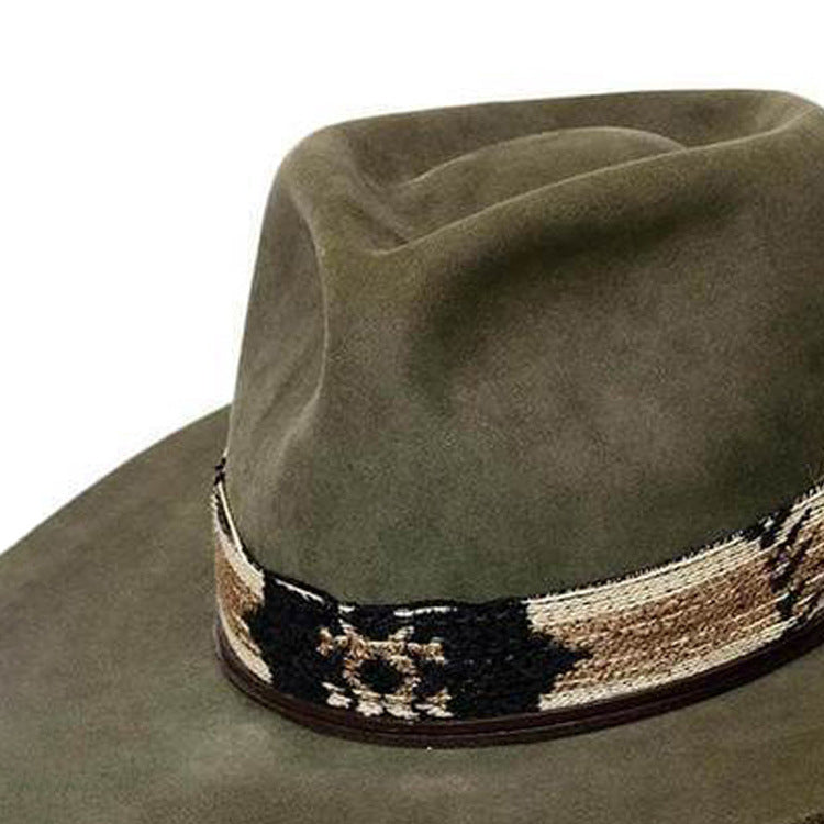 Rustic Rebel with Short Brim Green Color 2 Feathers Unique Band Loop - Image 2