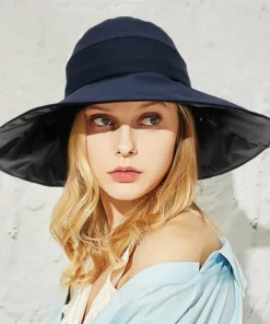 Womens Wide Brim Hollow Bucket Hat Breathable