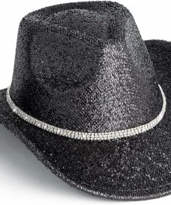 Black Sparkly Cowgirl Hat EA50