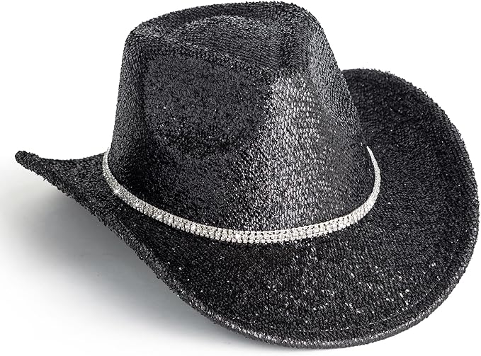 Black Sparkly Cowgirl Hat EA50