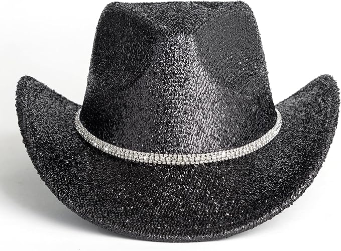 Black Sparkly Cowgirl Hat EA50 - Image 2