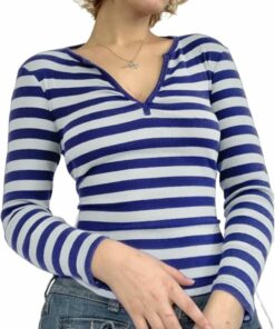 Blue Paneled Henley Shirt EA25