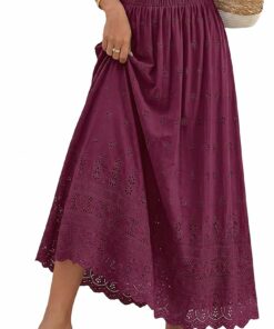 Burgundy Summer Midi Skirt EA34