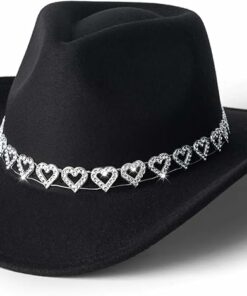 Heart Black Cowgirl Hat EA34