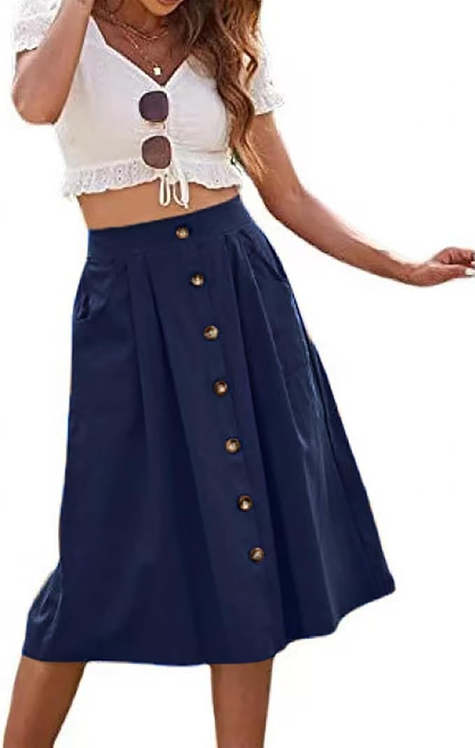 Pleated A Line Midi Skirt EA35