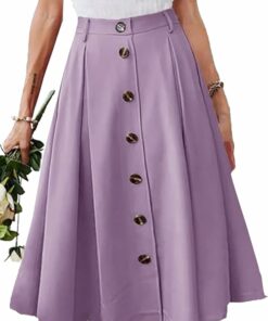 Purple Pleated A-line Midi Skirt EA38