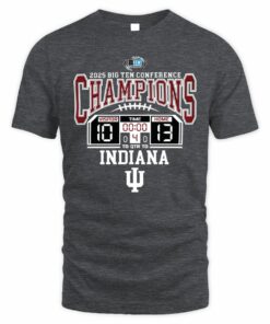 Indiana Hoosiers Charcoal Blue 84 2025 Big Ten Football Champions Score  T Shirt