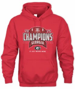 Unisex Blue 84 Red Georgia Bulldogs 2025 SEC Football Champions Locker Room Sweatshirt Hoodie