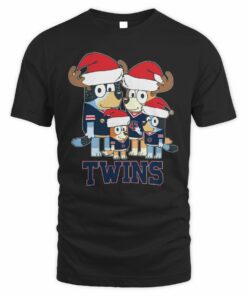 Minnesota Twins Bluey Santa Family Christmas Baseball T-Shirt