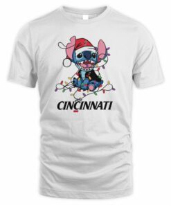 Cincinnati Bearcats Cute Stitch Christmas Lights NCAA T-Shirt