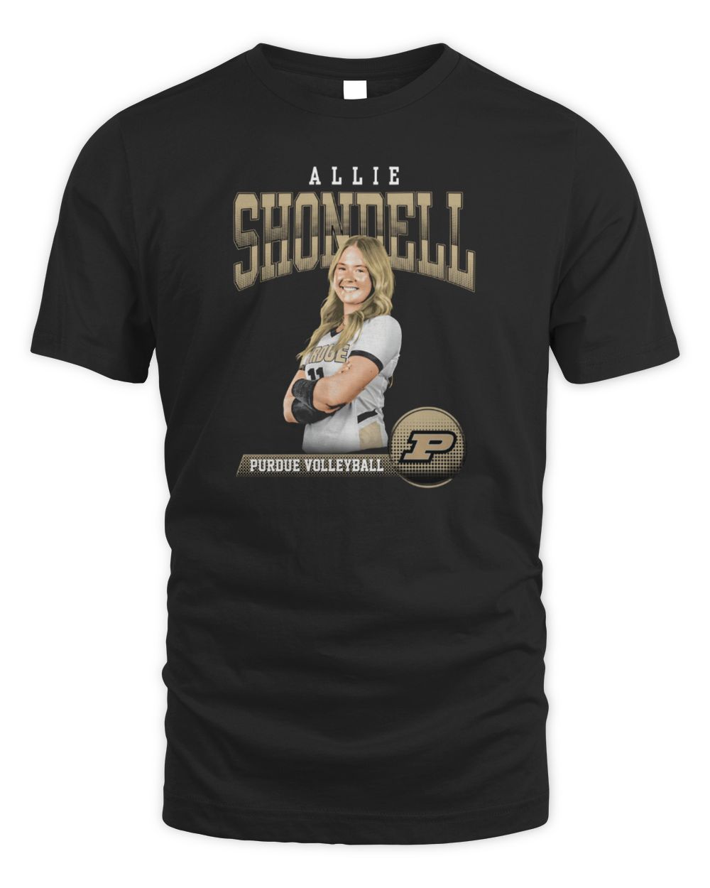 Allie Shondell Purdue Cartoon NIL Black Fan T Shirt