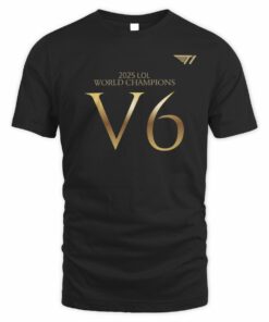 T1 2025 World Champions V6 Drop Shoulder Esports T-Shirt