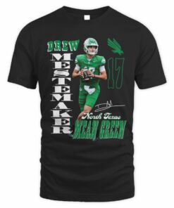 Drew Mestemaker North Texas Black Portrait Football Tee