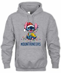 West Virginia Mountaineers Stitch Santa Christmas Lights Hoodie