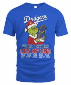 Dodgers Champions Trophy The Grinch Christmas 2025 MLB Winners T-Shirt