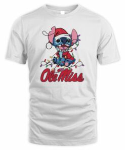 Ole Miss Rebels Cute Stitch Christmas Lights NCAA T-Shirt