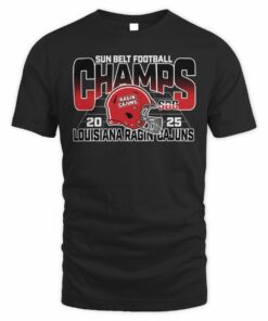 Louisiana Ragin' Cajuns 2025 Sun Belt Football Champs Helmet T-Shirt