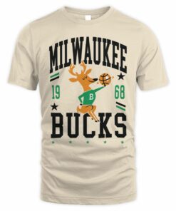 Milwaukee Bucks Hardwood Classics 1968 1992 Vintage Mascot Logo T-Shirt