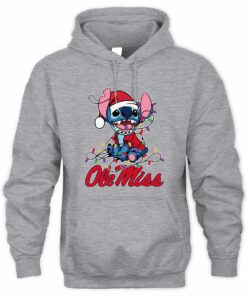 Ole Miss Rebels Stitch Santa Christmas Lights Hoodie