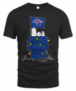 Louisiana Tech Bulldogs Snoopy House Holiday Lights T-Shirt