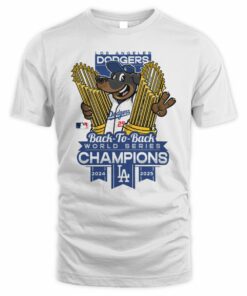 Dodgers Back To Back Champions Mascot 2024 2025 Trophy T-Shirt