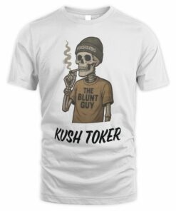 Kush Toker The Blunt Guy Skeleton Peaceful Vibes Smoking T-Shirt